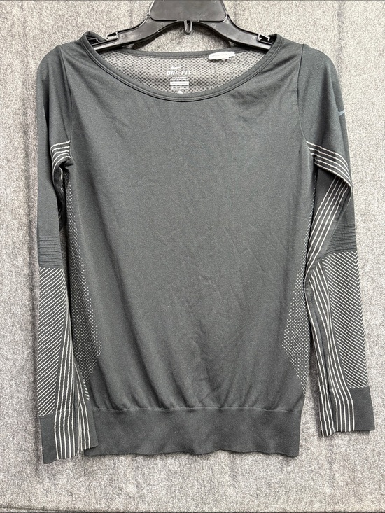 Nike Tops - Nike Black Long-Sleeve Performance Tee with Stripe Detail